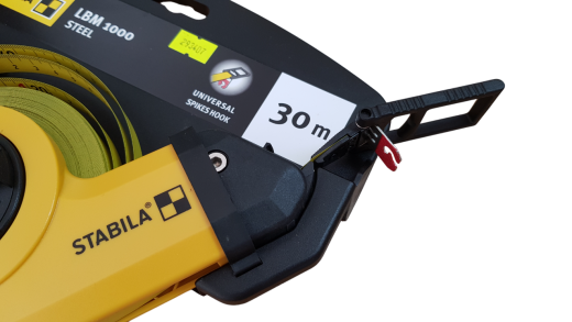 Rahmenbandmaß Stabila LBM 1000, gelb, Stahlband mit Nylon-Wrap-Ummantelung - 30 m