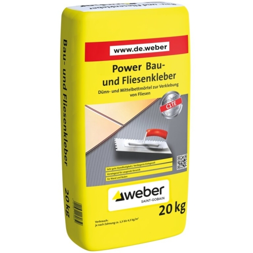 weber Power Bau- und Fliesenkleber, 20kg Sack