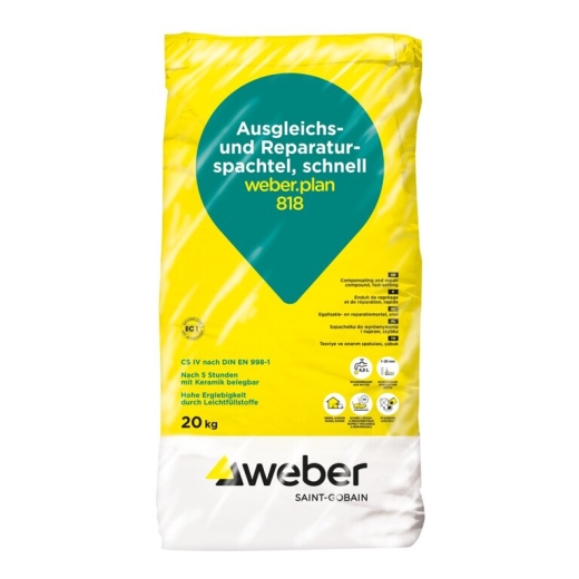 weber.plan 818 Ausgleichs- und Reparaturspachtel Schnellmörtel, 20 kg