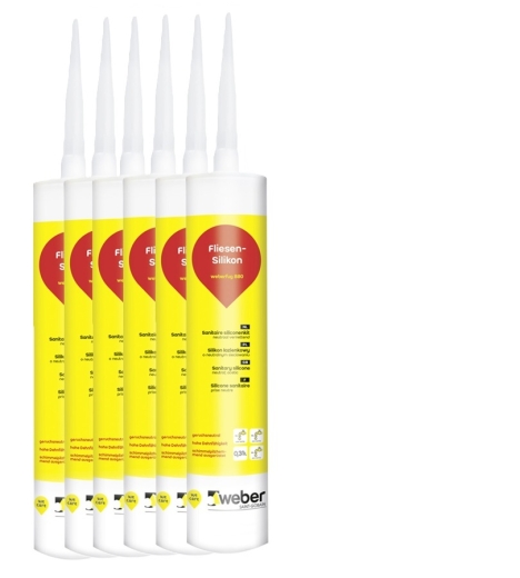 6x 310 ml weber.fug 880, Fliesen-Silikon, innen + außen - transparent