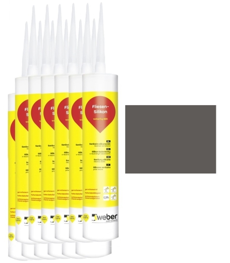 12x 310 ml weber.fug 880, Fliesen-Silikon, innen + außen - anthrazit