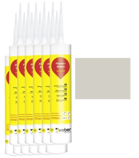 12x 310 ml weber.fug 880, Fliesen-Silikon, innen + außen - pergamon/jasmin