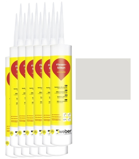 12x 310 ml weber.fug 880, Fliesen-Silikon, innen + außen - weiß