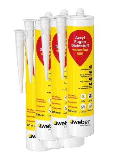 6x weber.fug 888 Acryl-Fugendichtstoff weiß, 310ml Kartusche