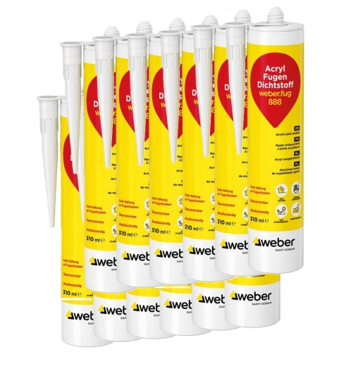 12x weber.fug 888 Acryl-Fugendichtstoff weiß, 310ml Kartusche