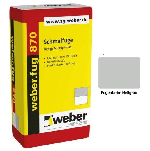 weber.fug 870 Farbige Feinfugmasse für Schmalfugen - 3x5kg hellgrau
