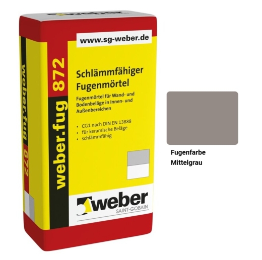 weber.fug 872 Schlämmfähiger Fugenmörtel 25kg - mittelgrau
