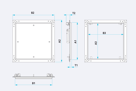 AluNova Revisionsklappe mit 12,5 mm GK-Einlage für Decke Wand Trockenbau - 150x150 mm