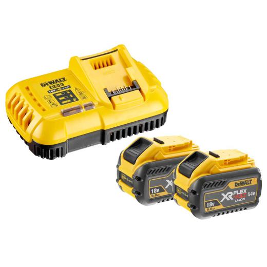 DeWALT DCB118X2-QW 54 Volt / 162 Wh XR FLEXVOLT Akku-Starter-Set, inklusive 2x Akku und 1x Schnellladegerät DCB118-QW