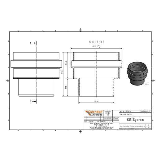 KG-Anschluss Steinzeugrohr-Spitzende KGUS SN 4 DN 200