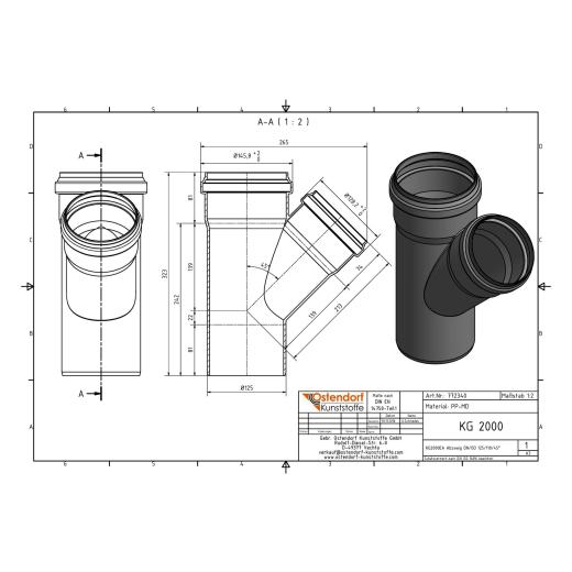 KG2000-EA SN16 Abzweig DN/OD 125/110-45