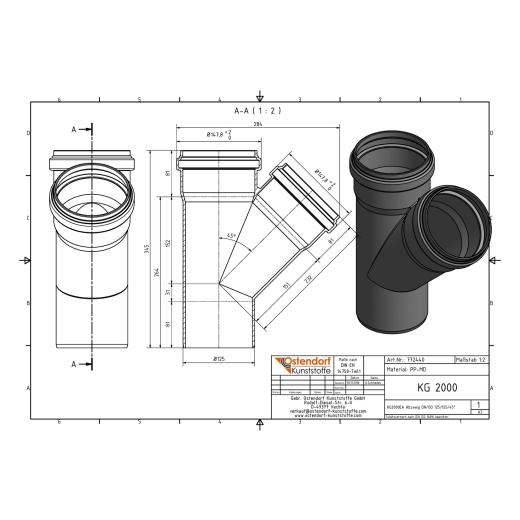 KG2000-EA SN16 Abzweig DN/OD 125/125-45