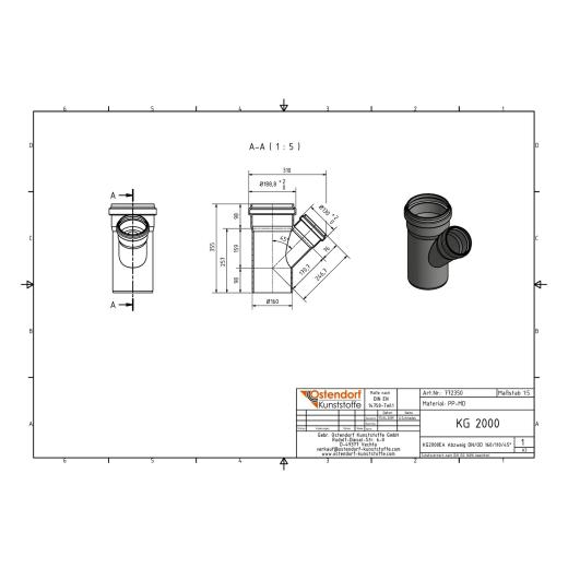 KG2000-EA SN16 Abzweig DN/OD 160/110-45