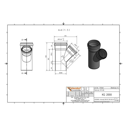 KG2000-EA SN16 Abzweig DN/OD 200/160-45