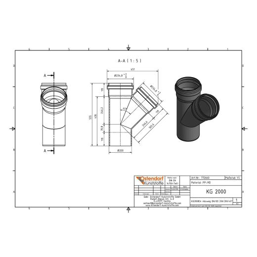 KG2000-EA SN16 Abzweig DN/OD 200/200-45