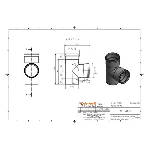 KG2000-EA SN16 Abzweig DN/OD 400/400-87,5