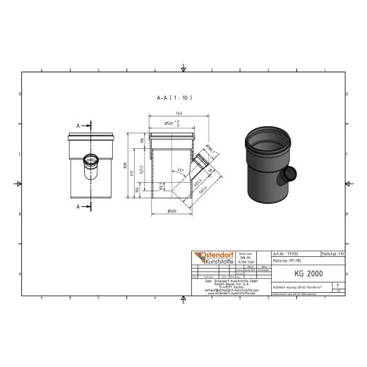 KG2000-EA SN16 Abzweig DN/OD 500/160-45