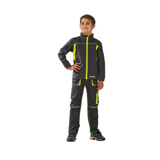 Planam Basalt Neon Kids Softshelljacke anthrazit/gelb/Gr. 110/116