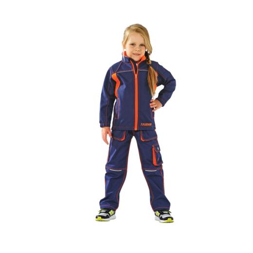 Planam Basalt Neon Kids Softshelljacke marine/orange/Gr. 122/128