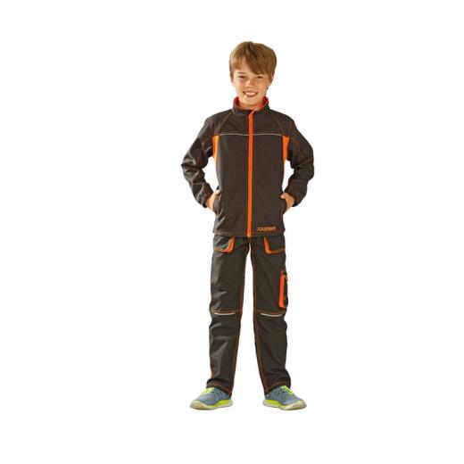 Planam Basalt Neon Kids Softshelljacke oliv/orange/Gr. 134/140