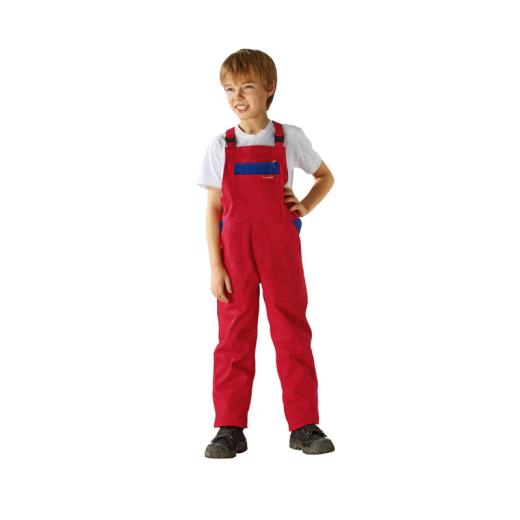 Planam BW 290 Kids Latzhose mittelrot/kornblau/Gr. 110/116