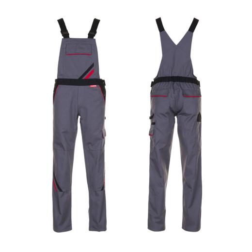 Planam Highline Damen Latzhose schiefer / schwarz / rot/Gr. 34