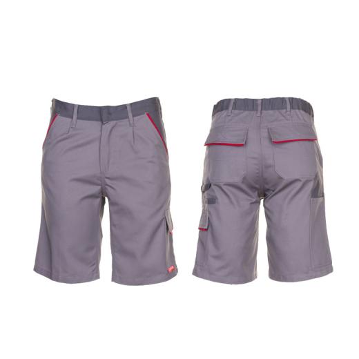 Planam Highline Herren Shorts zink/schiefer/rot/Gr. 2XL