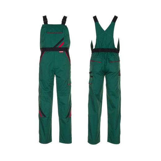 Planam Highline Latzhose grün/schwarz/rot/Gr. 40