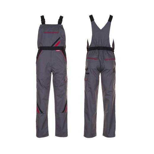 Planam Highline Latzhose schiefer/schwarz/rot/Gr. 102