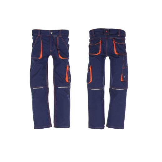 Planam Basalt Neon Kids Bundhose marine/orange/Gr. 158/164