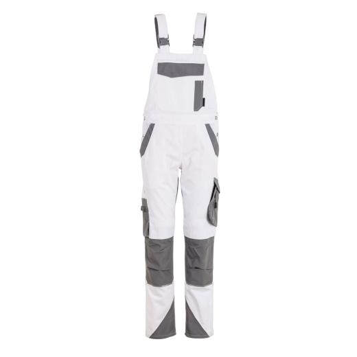 Planam Norit Damen Latzhose weiß/zink/Gr. 34