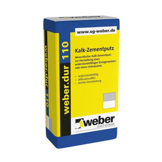 weber.dur 110 naturgrau, 30 kg/Sack, Kalk-Zementputz, Körnung ca. 1 mm