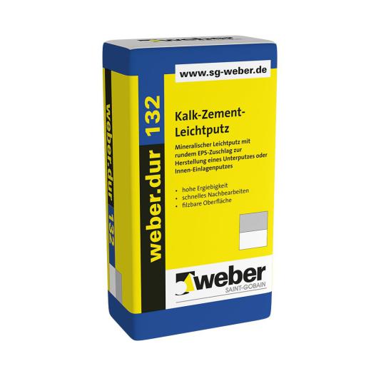 weber.dur 132 naturgrau, 30 kg/Sack, Kalk-Zement-Leichtputz