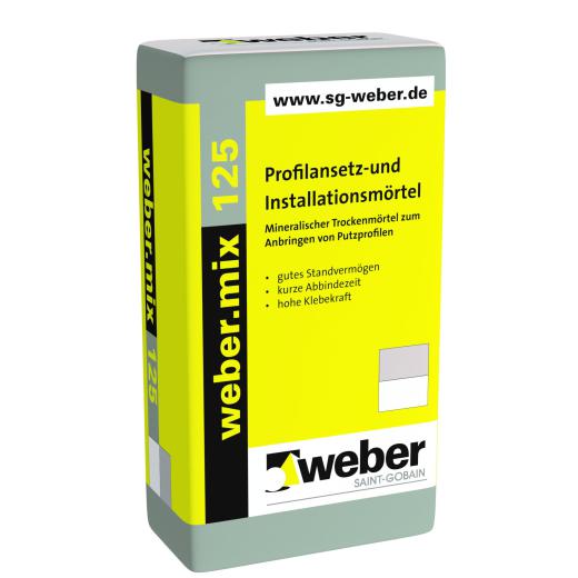 weber.mix 125 naturgrau, 30 kg/Sack, Profilansetz-/Installationsmörtel