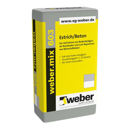 weber.mix 603 naturgrau, 25 kg/Sack, Estrich/Beton Körnung 0-8 mm