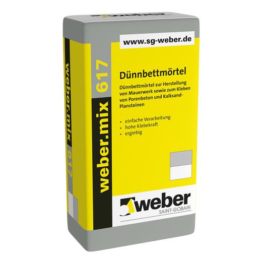 weber.mix 617, 25 kg/Sack, Dünnbettmörtel Porenbeton/KS