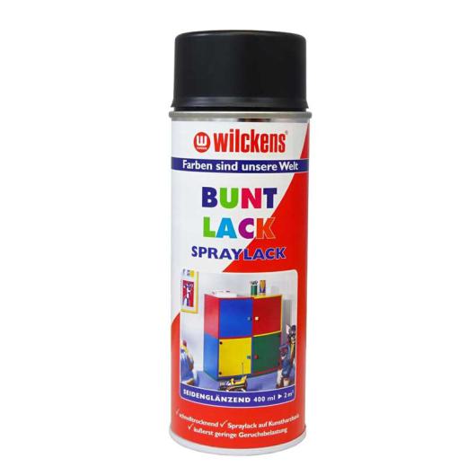 Wilckens Spraylack Buntlack Seidenglanz 400 ml Dose, verschiedene Farben verkehrsschwarz