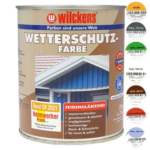 WILCKENS Wetterschutzfarbe seidenglänzend, verschiedene Farbtöne Anthrazitgrau/2,5 Liter