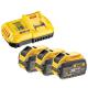 DeWalt DCB118X3-QW 54 Volt / 162 Wh XR FLEXVOLT Akku-Starter-Set, inklusive 3x Akku und 1x Schnellladegerät DCB118-QW