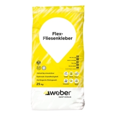 weber Flex-Fliesenkleber für Fußbodenheizung Feucht-, Nass- und Kühlräume, 25kg Sack