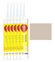 6x 310 ml weber.fug 880, Fliesen-Silikon, innen + außen - bahamabeige
