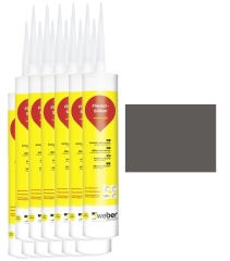 12x 310 ml weber.fug 880, Fliesen-Silikon, innen + außen - anthrazit