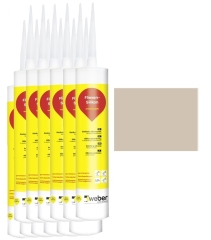 12x 310 ml weber.fug 880, Fliesen-Silikon, innen + außen - bahamabeige