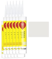 12x 310 ml weber.fug 880, Fliesen-Silikon, innen + außen - edelweiß