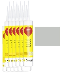 12x 310 ml weber.fug 880, Fliesen-Silikon, innen + außen - hellgrau