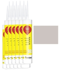 12x 310 ml weber.fug 880, Fliesen-Silikon, innen + außen - manhattan