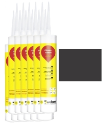 12x 310 ml weber.fug 880, Fliesen-Silikon, innen + außen - schwarz