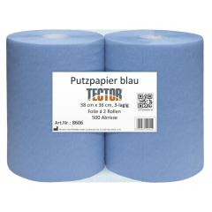 Putzpapier blau, 3-lagig, ca. 38x36 cm, 2 Rollen a 500 Blatt